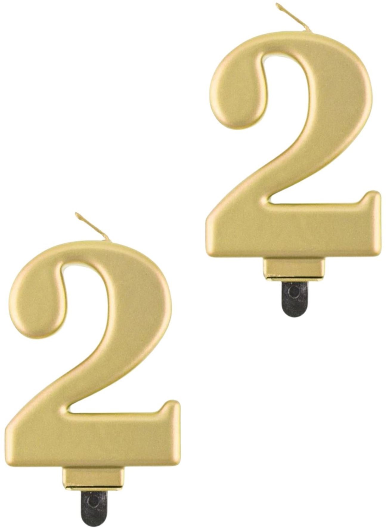 Godan Narozeninová svíčka na dort - 2 - metalická zlatá - 8 cm - 2 ks