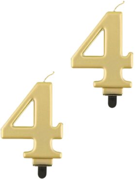 Godan Narozeninová svíčka na dort - 4 - metalická zlatá - 8 cm - 2 ks