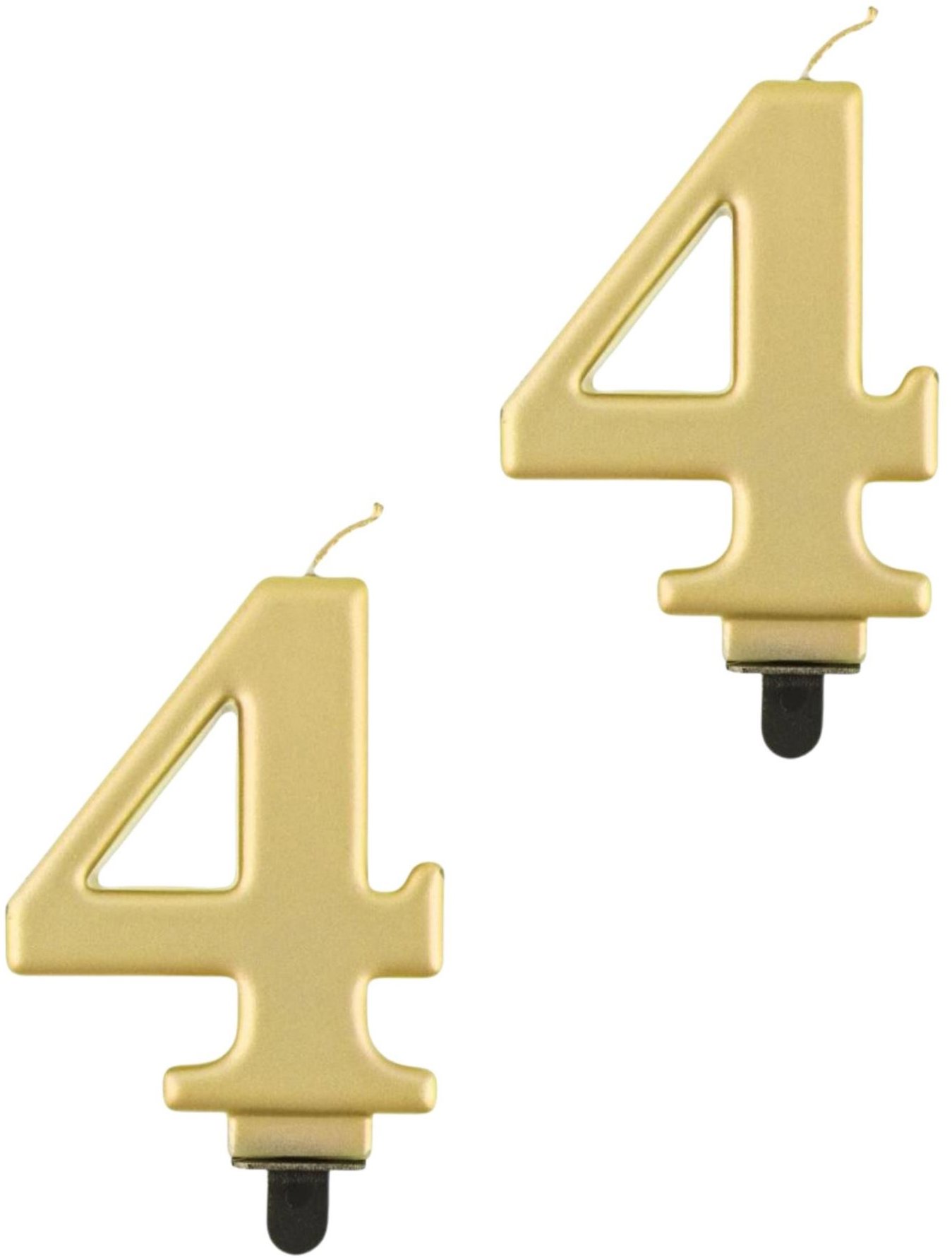 Godan Narozeninová svíčka na dort - 4 - metalická zlatá - 8 cm - 2 ks