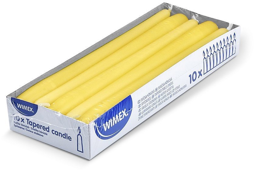 Wimex kónická svíčka 23 × 245 mm, žlutá - 10 ks