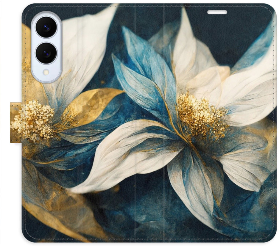 iSaprio Flip pouzdro Gold Flowers pro Samsung Galaxy S25 Edge