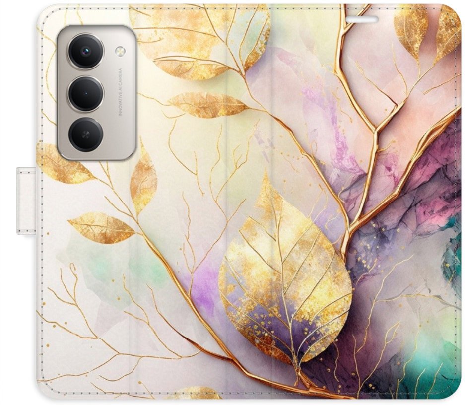 iSaprio Flip pouzdro Gold Leaves 02 pro Xiaomi Redmi 15