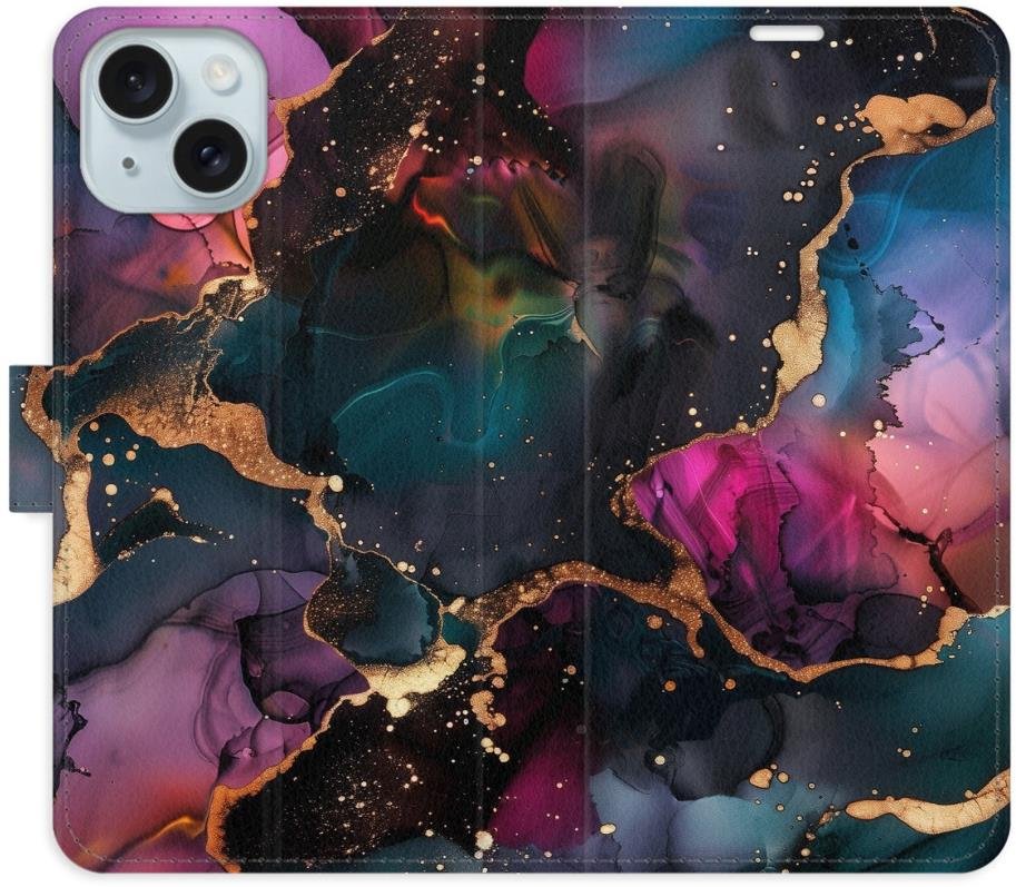 iSaprio Flip pouzdro Dark Marble pro iPhone 15