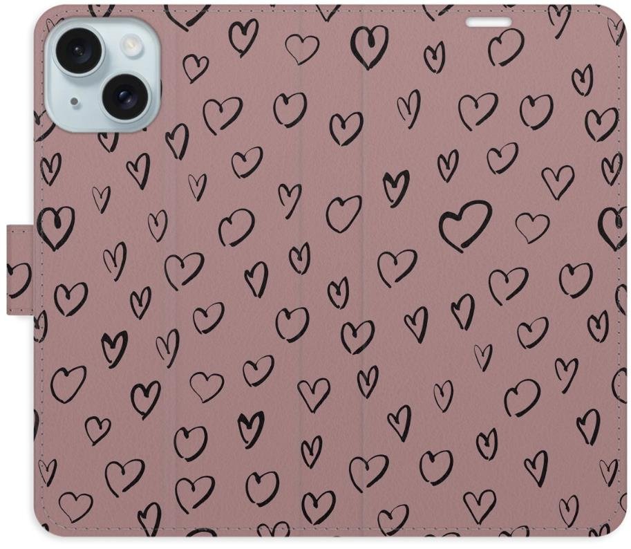 iSaprio Flip pouzdro Heart Dark 02 pro iPhone 15 Plus