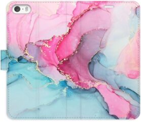 iSaprio flip pouzdro PinkBlue Marble pro iPhone 5/5S/SE