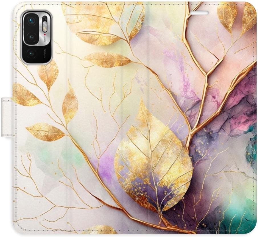 iSaprio flip pouzdro Gold Leaves 02 pro Xiaomi Redmi Note 10 5G