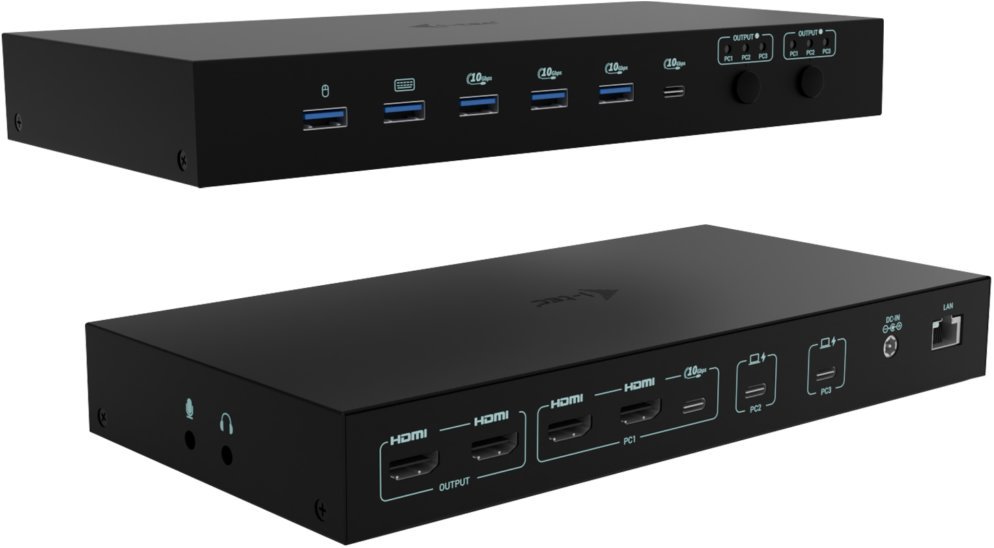 i-tec USB-C KVM dokovací stanice pro 3 hostitele, Dual Display, PD 1x 92W/2x 65W