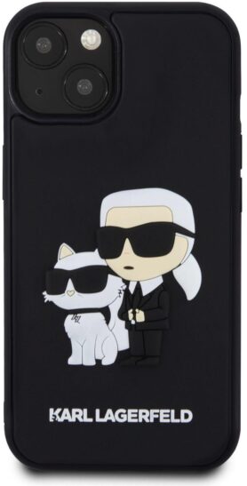 Karl Lagerfeld 3D Rubber Karl and Choupette Zadní Kryt pro iPhone 13 Black