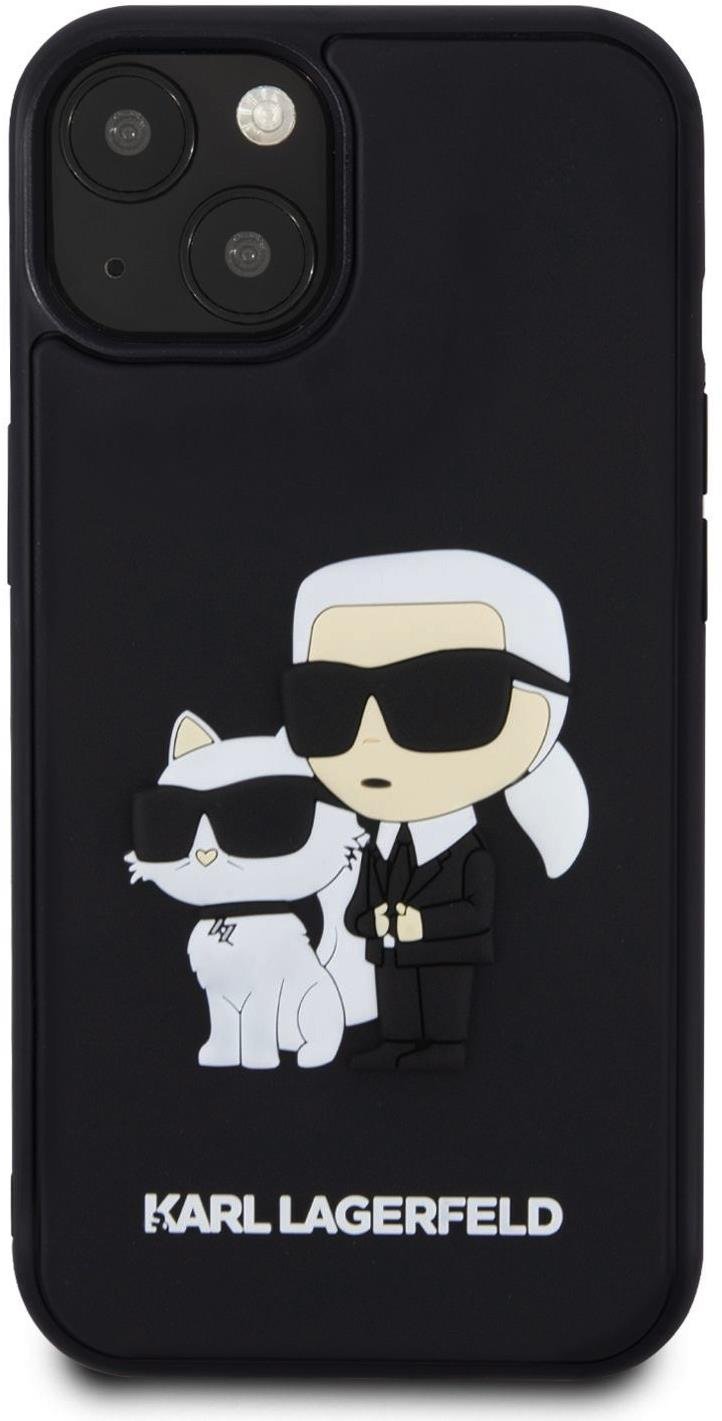 Karl Lagerfeld 3D Rubber Karl and Choupette Zadní Kryt pro iPhone 13 Black