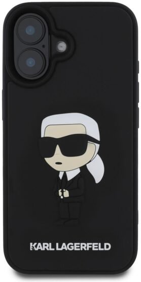 Karl Lagerfeld 3D Rubber Ikonik Zadní Kryt pro iPhone 16 Black