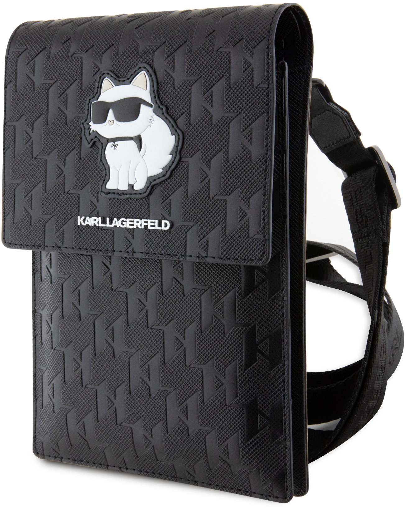 Karl Lagerfeld Saffiano Monogram Choupette NFT Taška na Telefon Black