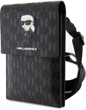 Karl Lagerfeld Saffiano Monogram Ikonik NFT Taška na Telefon Black