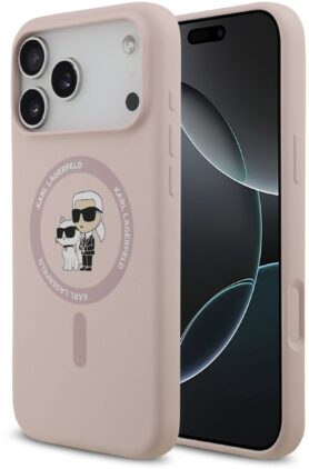 Karl Lagerfeld Liquid Silicone Karl and Choupette MagSafe Zadní Kryt pro iPhone 17 Pro Max Pink