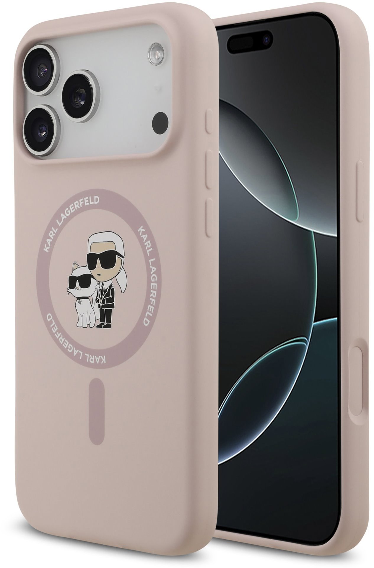 Karl Lagerfeld Liquid Silicone Karl and Choupette MagSafe Zadní Kryt pro iPhone 17 Pro Max Pink