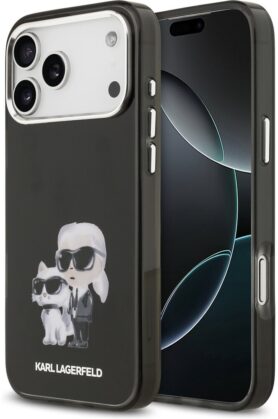 Karl Lagerfeld IML Aquarelle Karl and Choupette Zadní Kryt pro iPhone 17 Pro Black