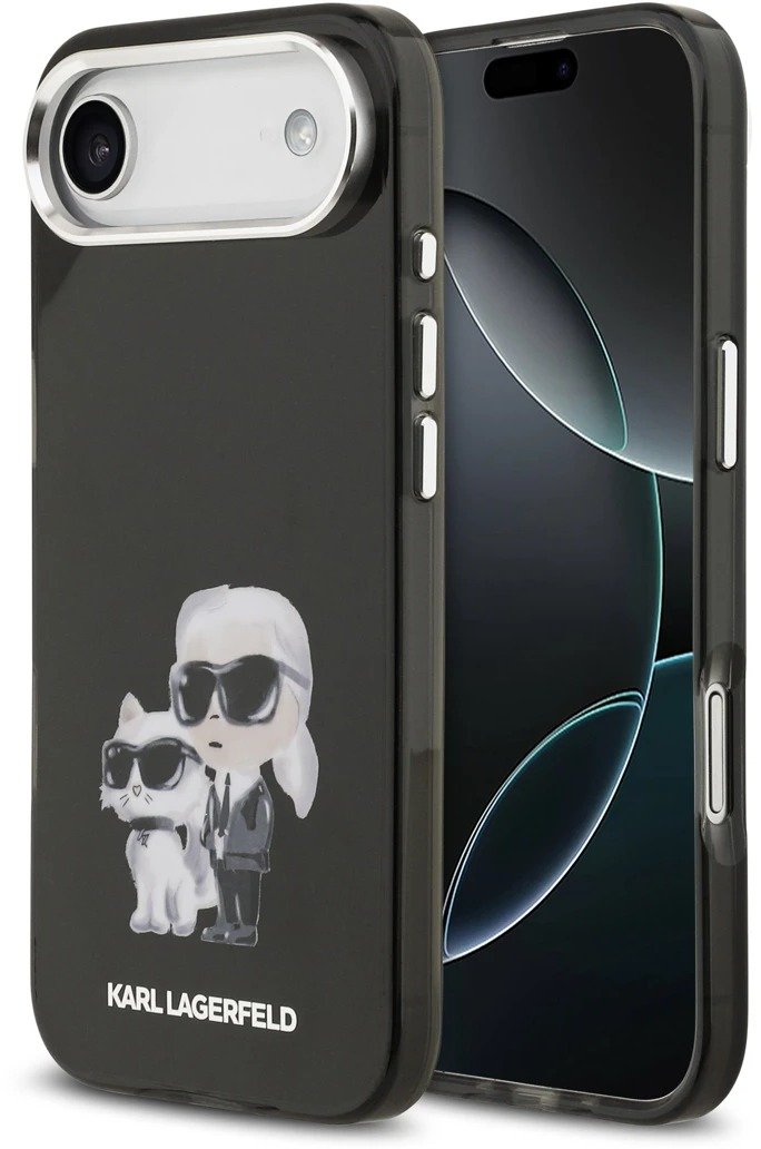 Karl Lagerfeld IML Aquarelle Karl and Choupette Zadní Kryt pro iPhone Air Black