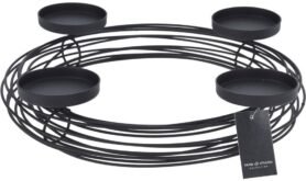 Koopmann International Kovový kulatý svícen na 4 čajové svíčky 355 × 320 × 70 mm