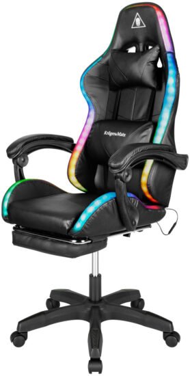 Kruger&Matz KM0790 Herní židle s podnožkou a LED RGB podsvícením GX-150, černá