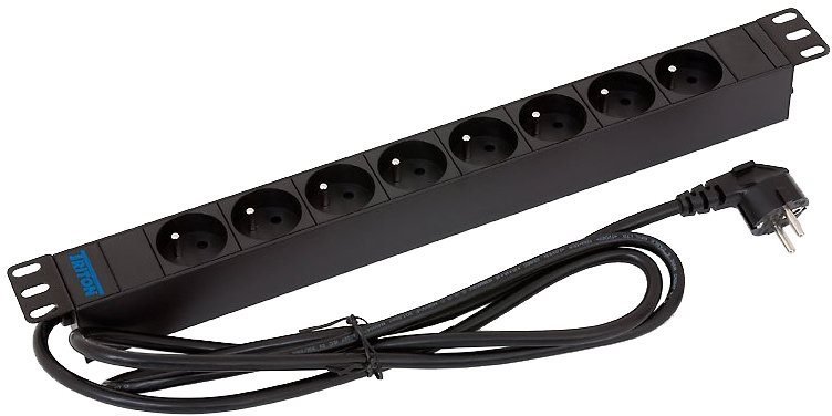 Tritton 19" Rozvodný panel 8x230V 1U CZ 2m černý