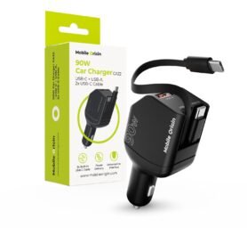 Mobile Origin 90W Car Charger CA22 - USB-C + USB-A, 2x USB-C Cable