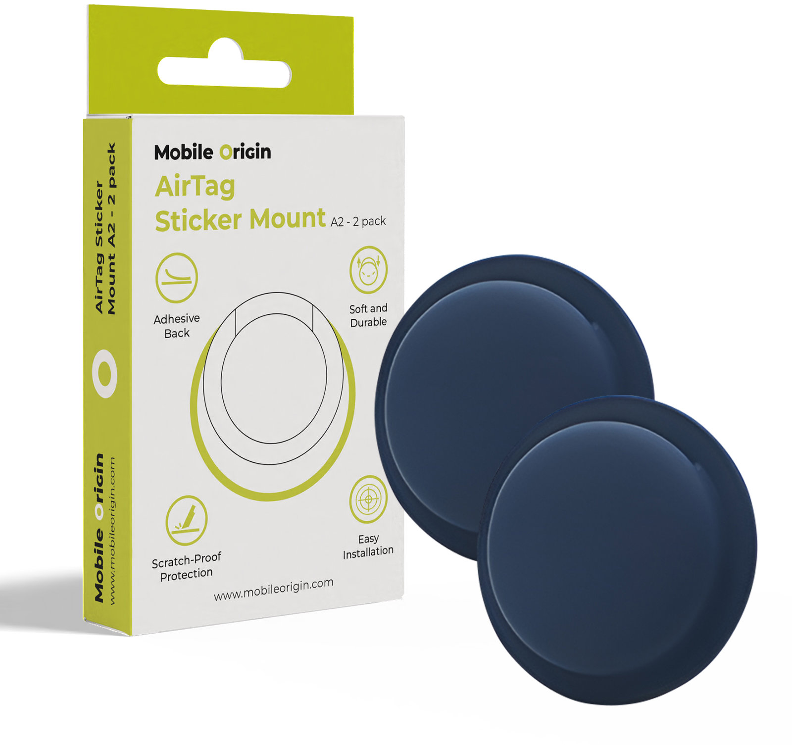 Mobile Origin Airtag Sticker Mount A2 2 Pack Blue