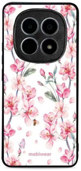 Mobiwear Glossy lesklé pouzdro na Xiaomi Redmi Note 15 5G růžové květy