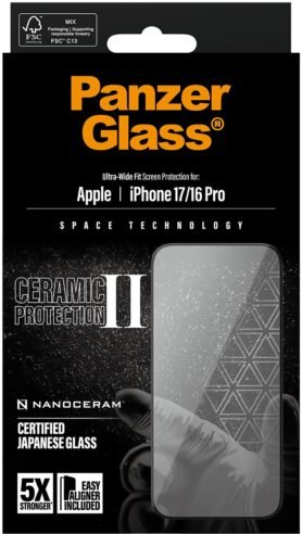 PanzerGlass Ceramic II Apple iPhone 17 / iPhone 16 Pro s instalačním rámečkem
