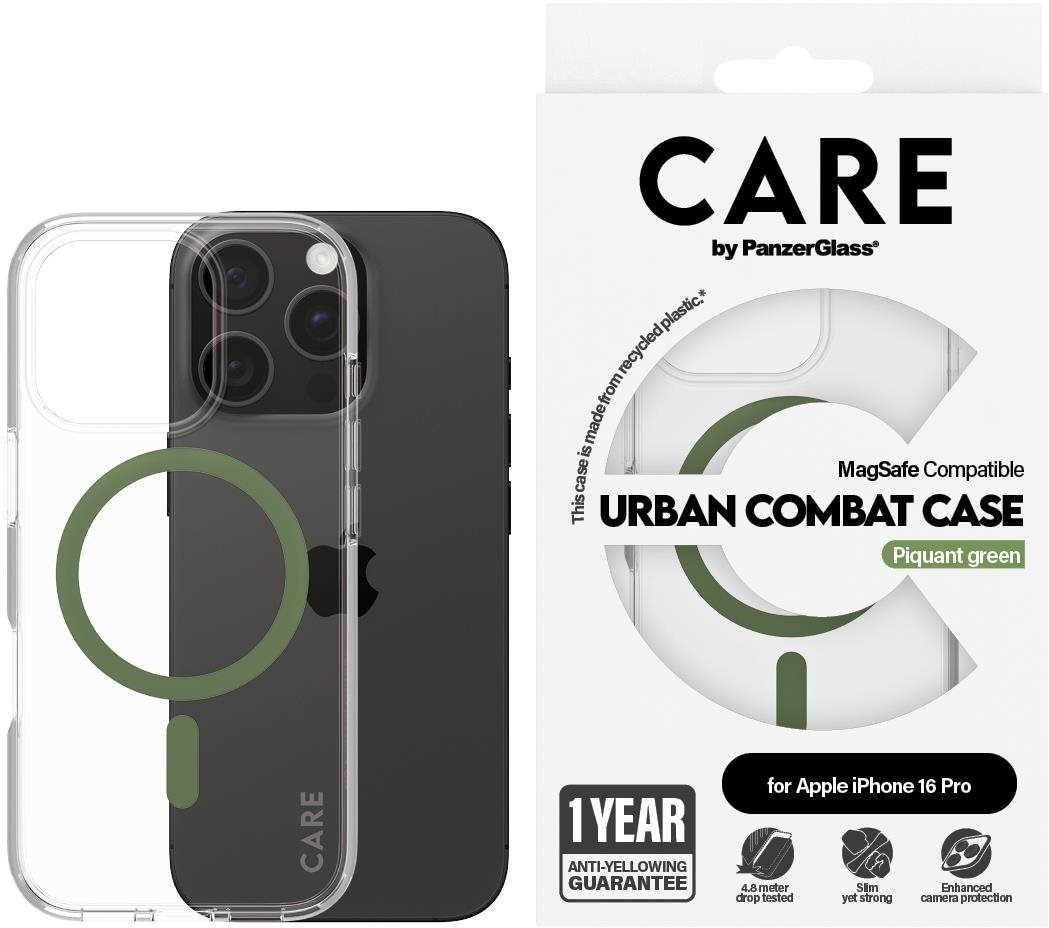 PanzerGlass CARE kryt Apple iPhone 16 Pro MagSafe Combat čirý/zelený + záruka proti žloutnutí