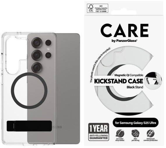 PanzerGlass CARE kryt Samsung Galaxy S25 Ultra čirý/černý Kickstand & QI