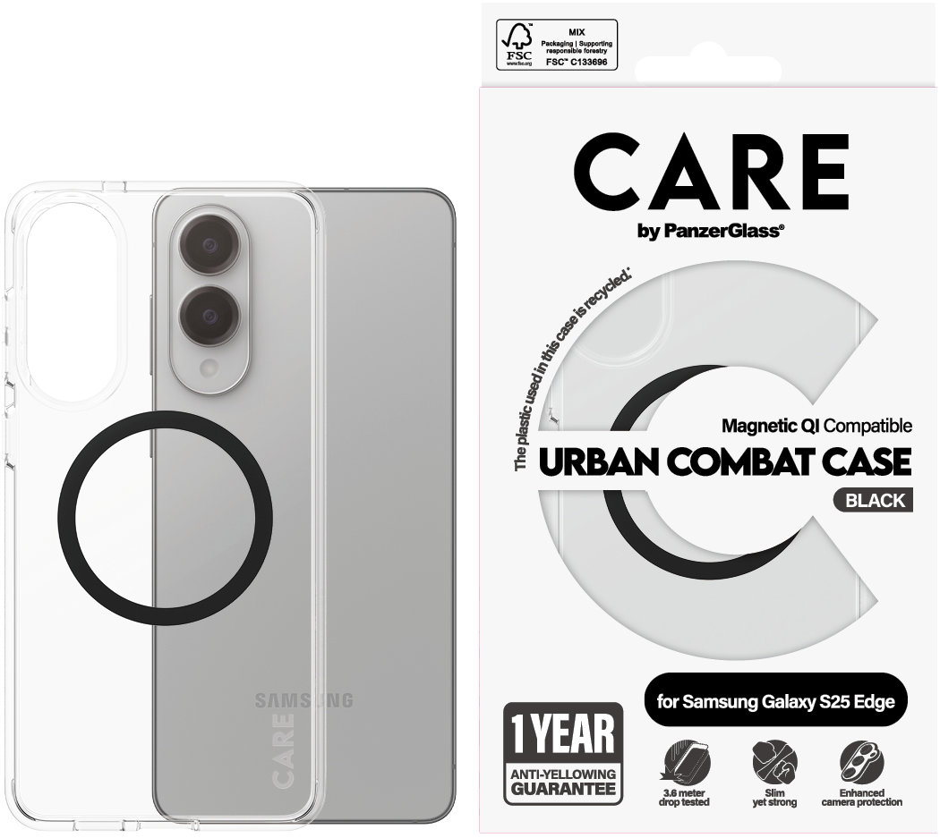 PanzerGlass CARE kryt Samsung Galaxy S25 Edge Urban čirý/černý QI