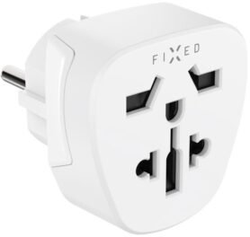 FIXED EU Adapter2 pro zapojení UK US AUS nabíječek do EU zásuvek bílý