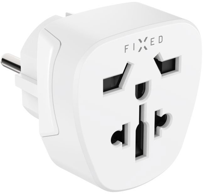 FIXED EU Adapter2 pro zapojení UK US AUS nabíječek do EU zásuvek bílý