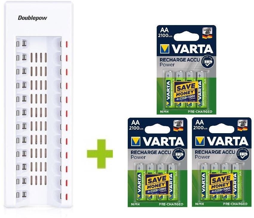 OXE Battery Charger AA na 12 ks a 12 ks nabíjecích baterií Varta 56706 R6 2100mAh NIMH basic
