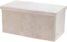 Storagesolutions Velurová taburetka s úložným prostorem MODUS, 76 × 38 × 38 cm, bílá