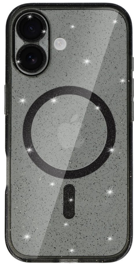 TopQ Glitter Magsafe pro iPhone 17 black clear