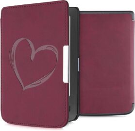 KW Mobile - Brushed Heart - KW5574701 - Pouzdro pro Pocketbook 614/615/624/625/626 - tmavě červené