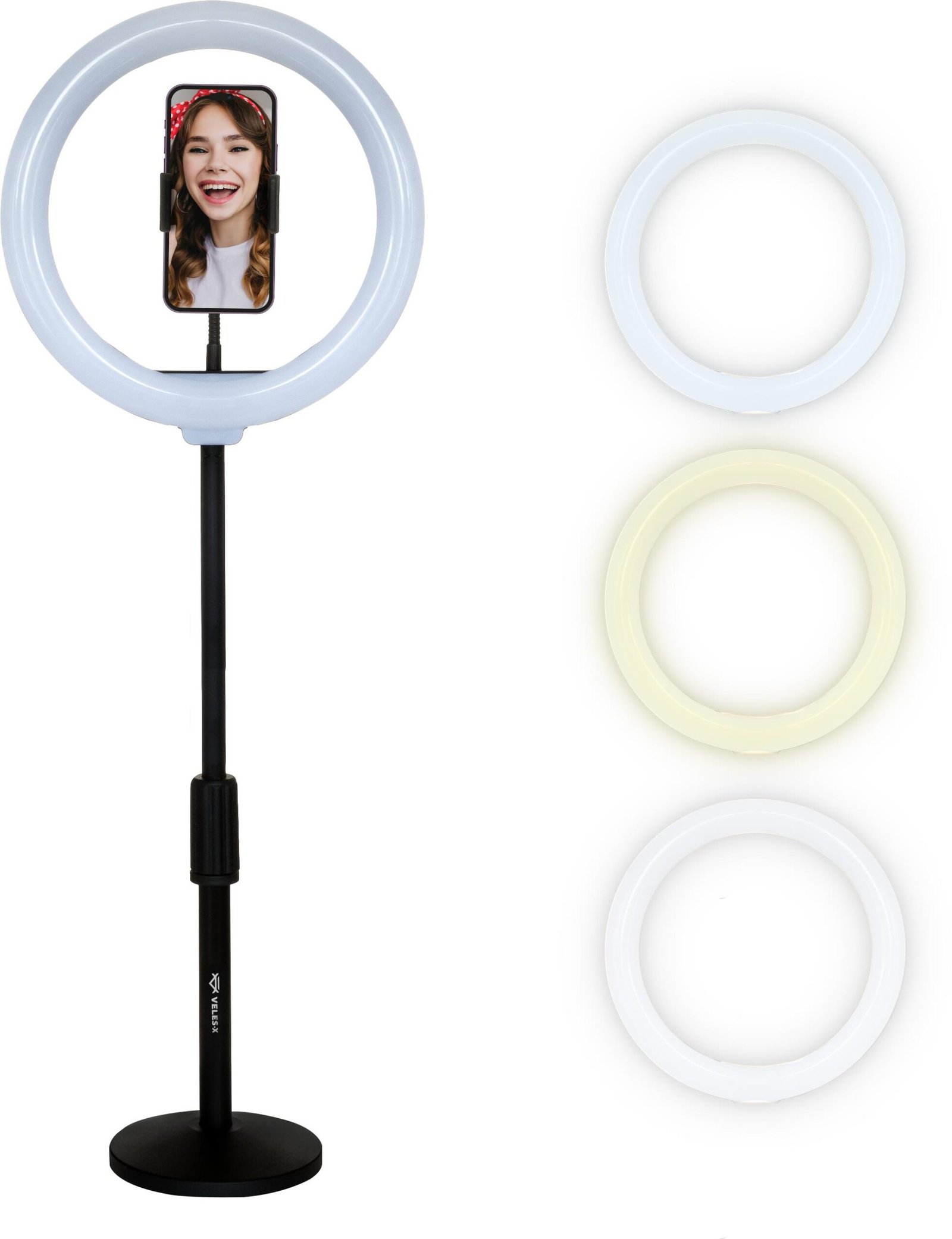Veles-X Desktop Ring Light with Stand and Phone Holder