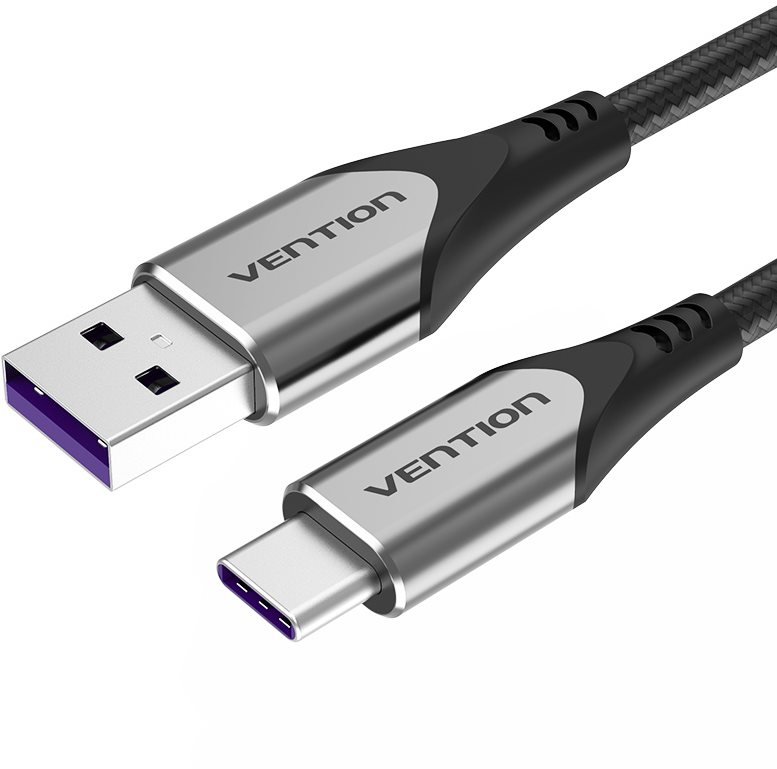 Vention USB-C to USB 2.0 Fast Charging Cable 5A 3M Gray Aluminum Alloy Type