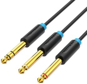 Vention TRS 6.5mm Male to 2*6.5mm Male Audio Cable 1m Black