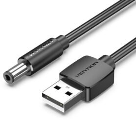 Vention USB to DC 5.5mm Power Cord 0.5M Black Tuning Fork Type