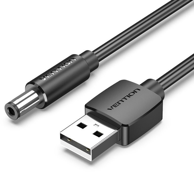 Vention USB to DC 5.5mm Power Cord 1M Black Tuning Fork Type