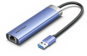 Vention 5-in-1 USB 3.0 to RJ45/3xUSB 3.0/USB-C Blue Aluminum Alloy Type