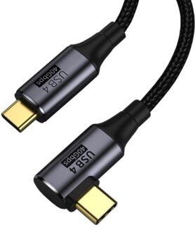 PremiumCord USB4™ Gen 3x2 40Gbps 8K@60Hz 240W Thunderbolt 3 zahnutý kabel 1,2 m