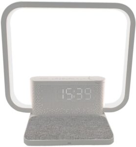 IMMAX LED stolní lampička, budík Crane s Qi bezdrátovým nabíjením 10W
