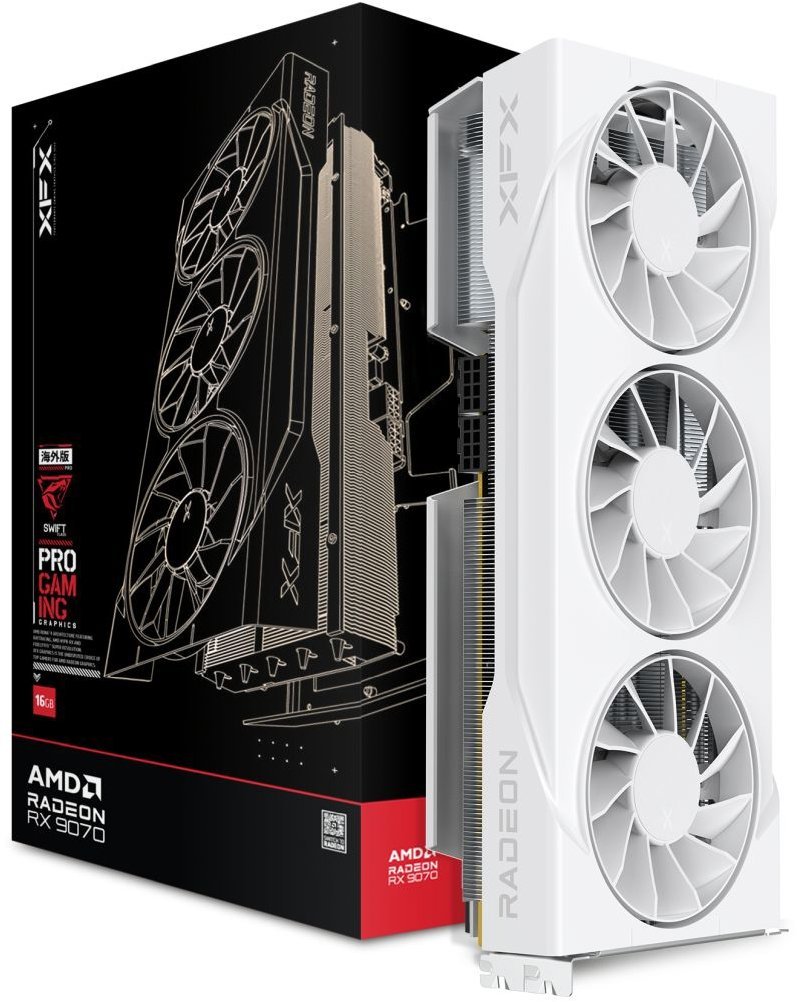 XFX Swift AMD Radeon RX 9070 OC White 16G 90mm Fan