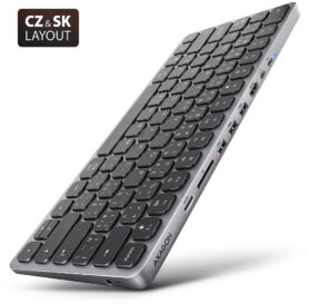 AXAGON HMC-KB-CS Keyboard Hub, USB-C 5Gbps, 3x USB-A, HDMI 4k/60Hz, SD/mSD, audio, PD 100W
