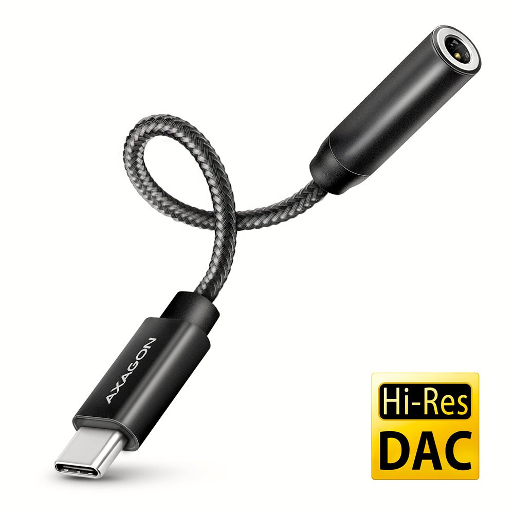AXAGON ADA-HC, Hi-Res DAC audio adapter, 384kHz/32bit stereo, USB-C to 3.5mm jack