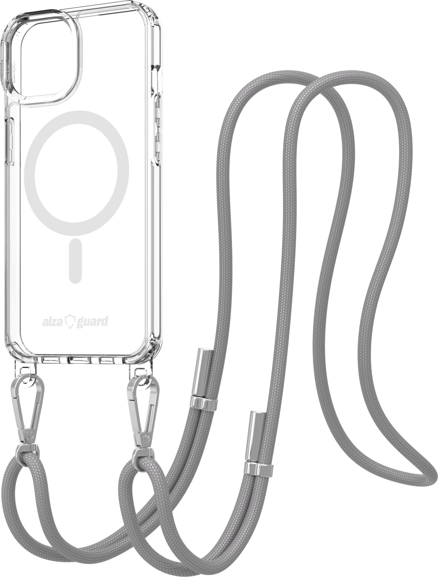 AlzaGuard Luxe Detach Lanyard Case Compatible with MagSafe for iPhone 14 šedý