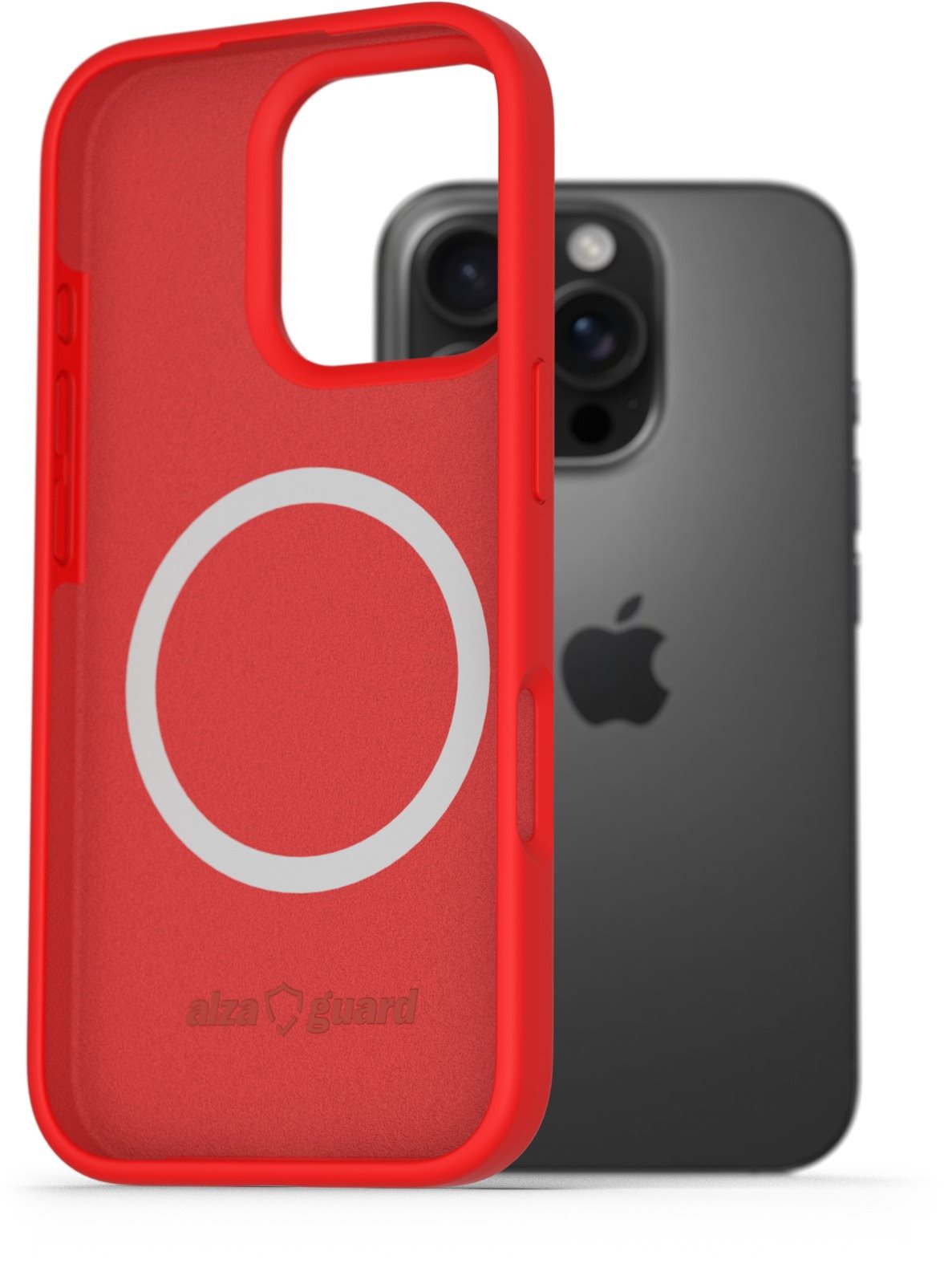 AlzaGuard Silicone Case Compatible with Magsafe pro iPhone 16 Pro červený