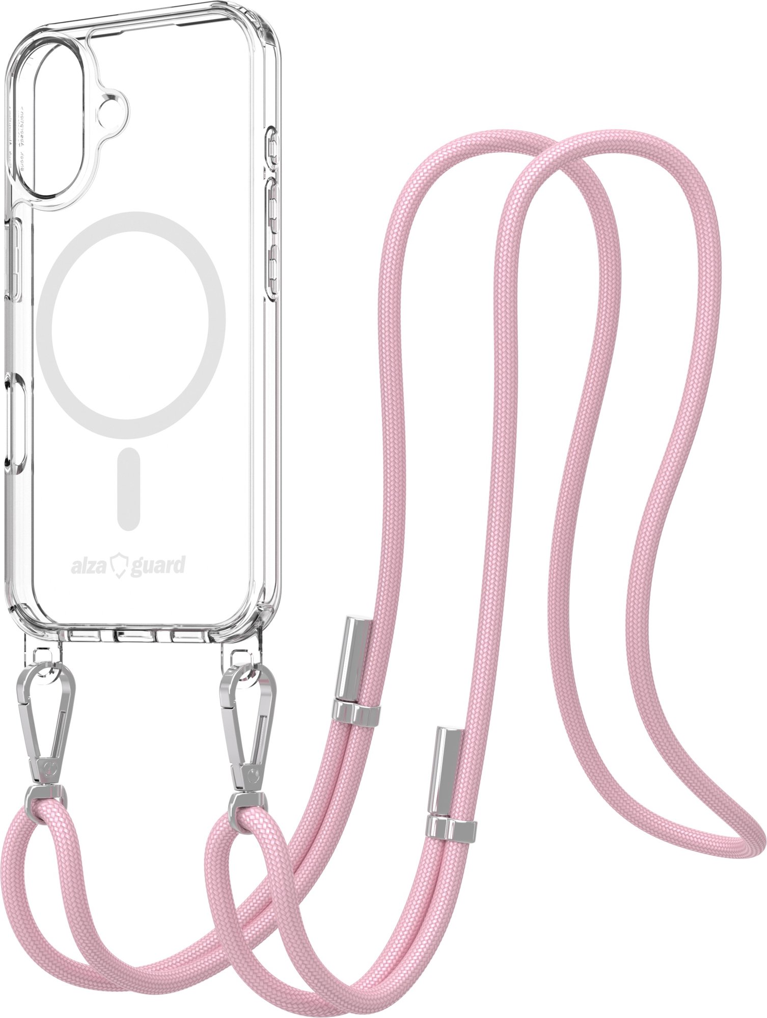 AlzaGuard Luxe Detach Lanyard Case Compatible with MagSafe for iPhone 16 růžový